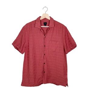 J.Crew‎ Mens Coral Linen Textured Collared Shirt Size M